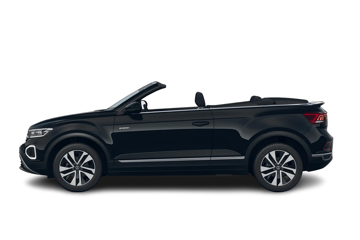 Schwarzer T-Roc Cabrio von der Seite
